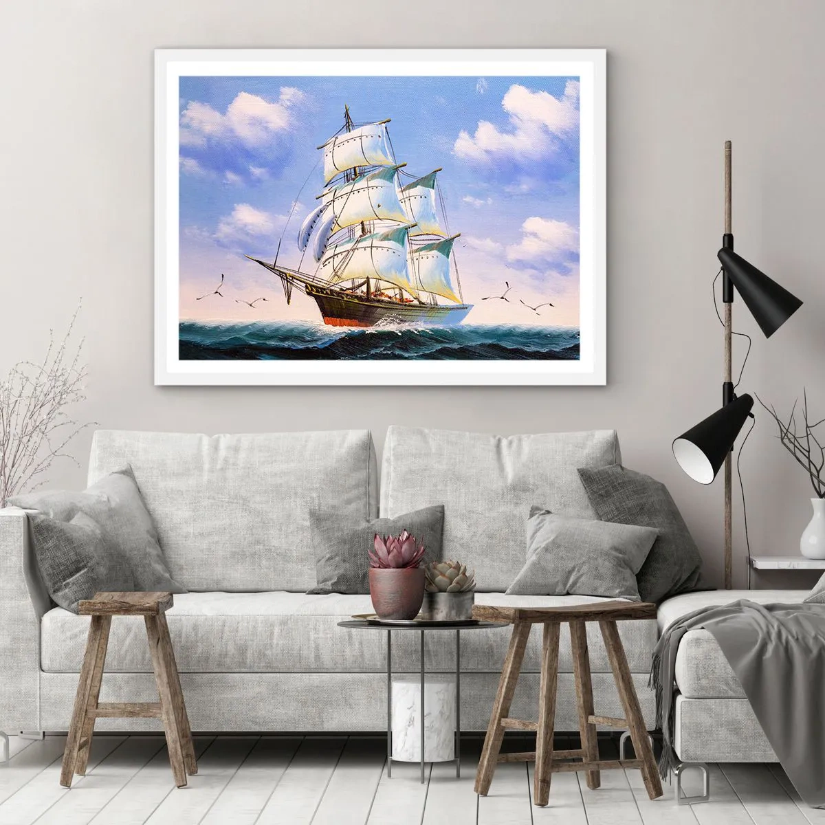 Poster in een witte lijst - Trots met de wind - 70x50 cm