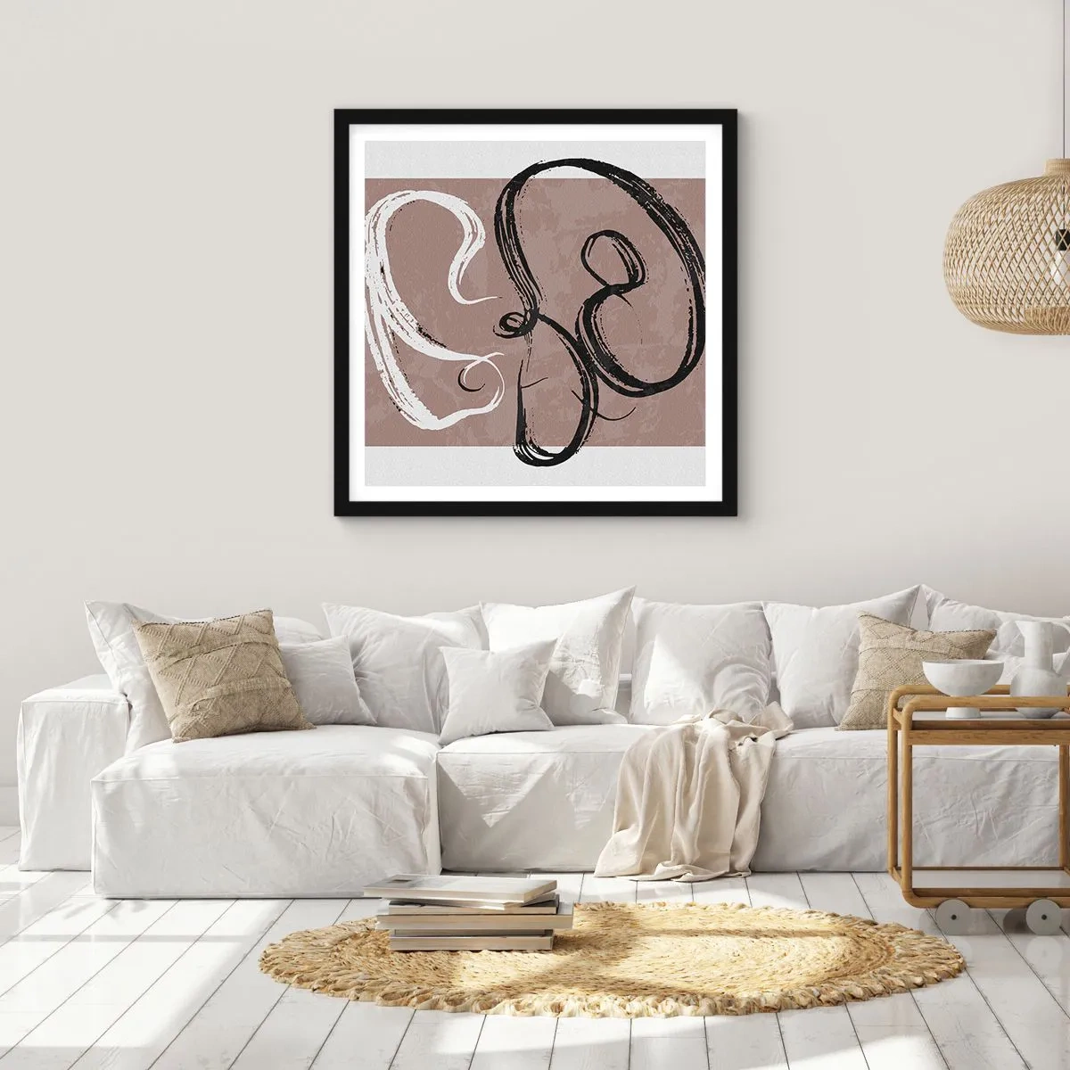 Poster in een zwarte lijst - Compositie – de zoektocht naar volheid - 60x60 cm