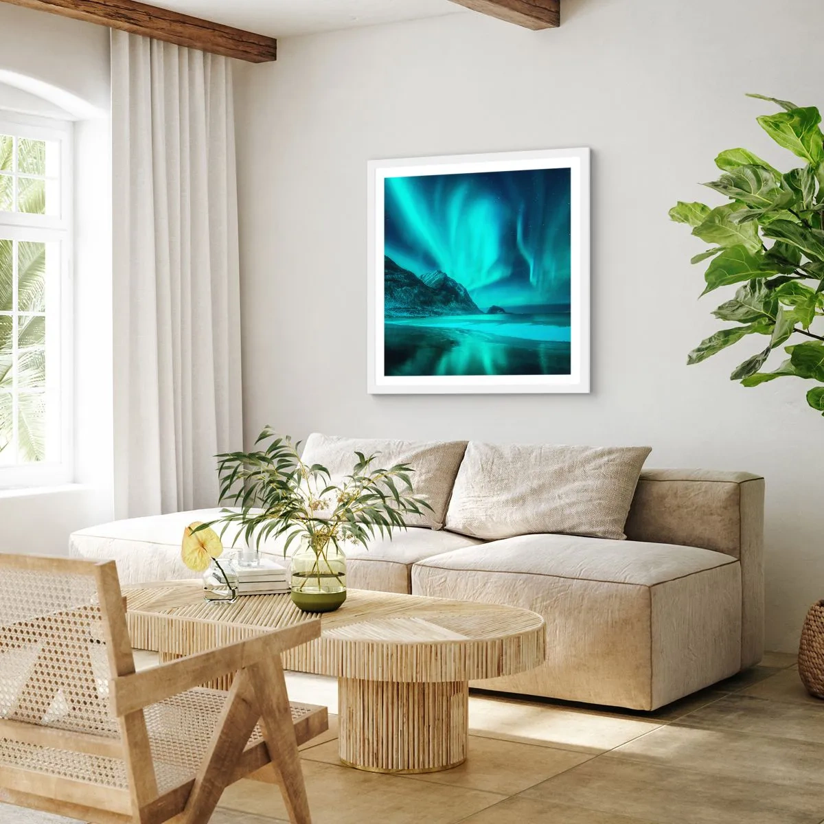 Poster in een witte lijst - Wonderen van het Noorden - 60x60 cm