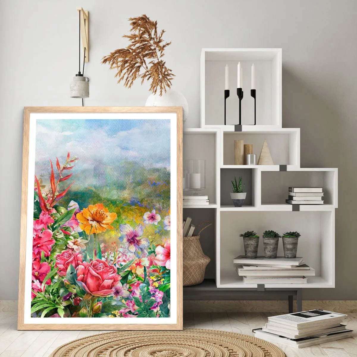Een poster in een licht eiken lijst - Een tuin die gek is geworden - 30x40 cm