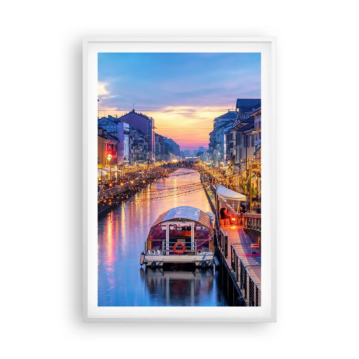 Poster in een witte lijst - Een avond vol licht en plezier - 61x91 cm
