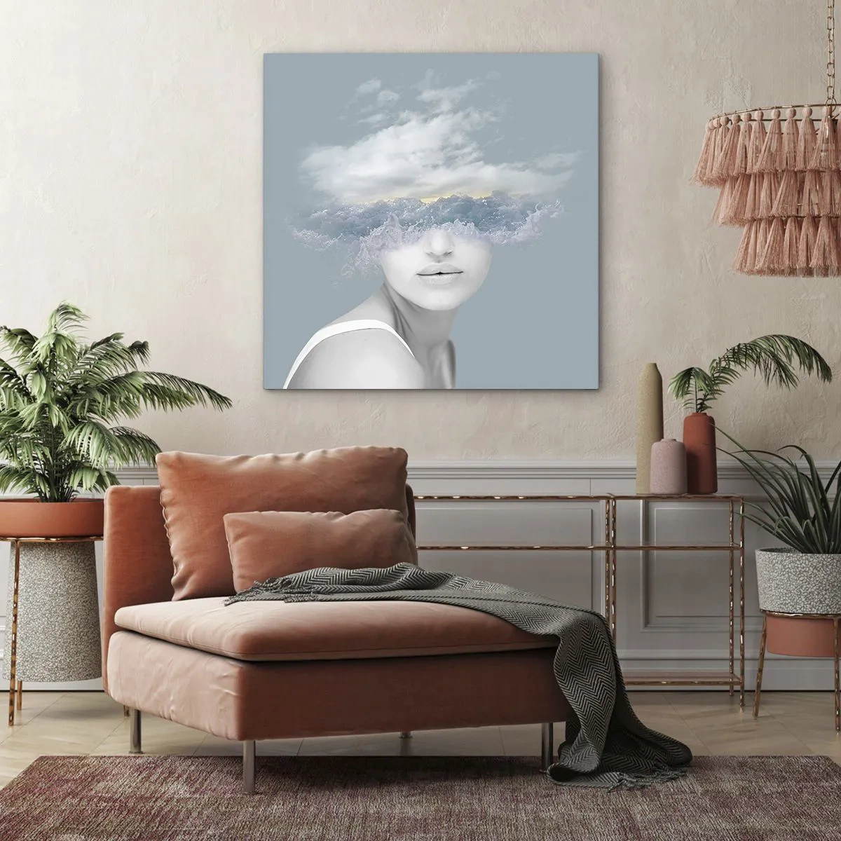 Schilderen op canvas - Met hoofd in de wolken - 50x50 cm