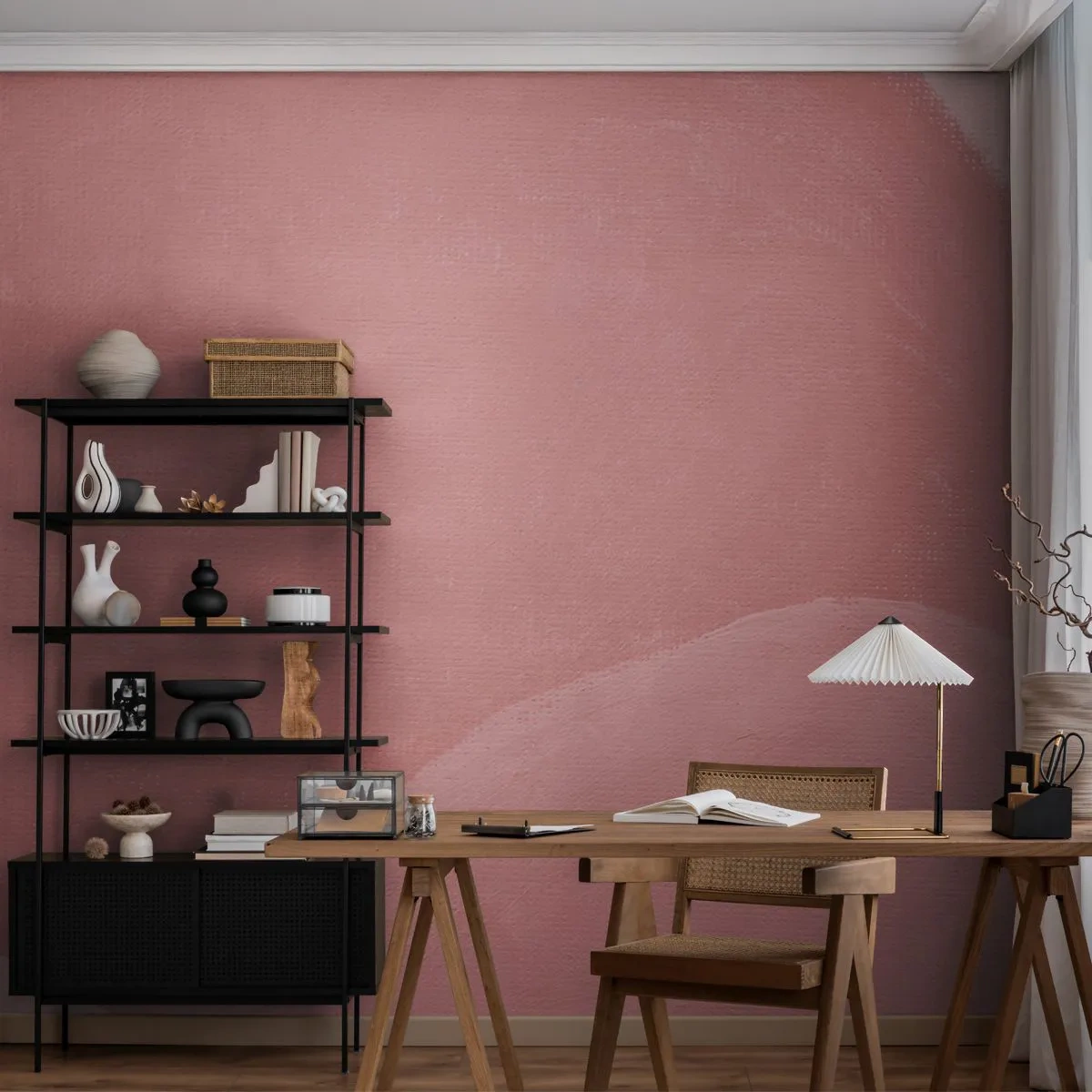 Fotobehang Premium Sand - Organische compositie in roze - Pastel, Vormen, Minimalistisch - 100x70 cm
