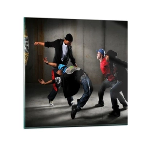 Schilderen op glas - Dansend met de straatwind - 70x70 cm