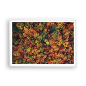 Poster in een witte lijst - Boeket herfstbomen - 100x70 cm