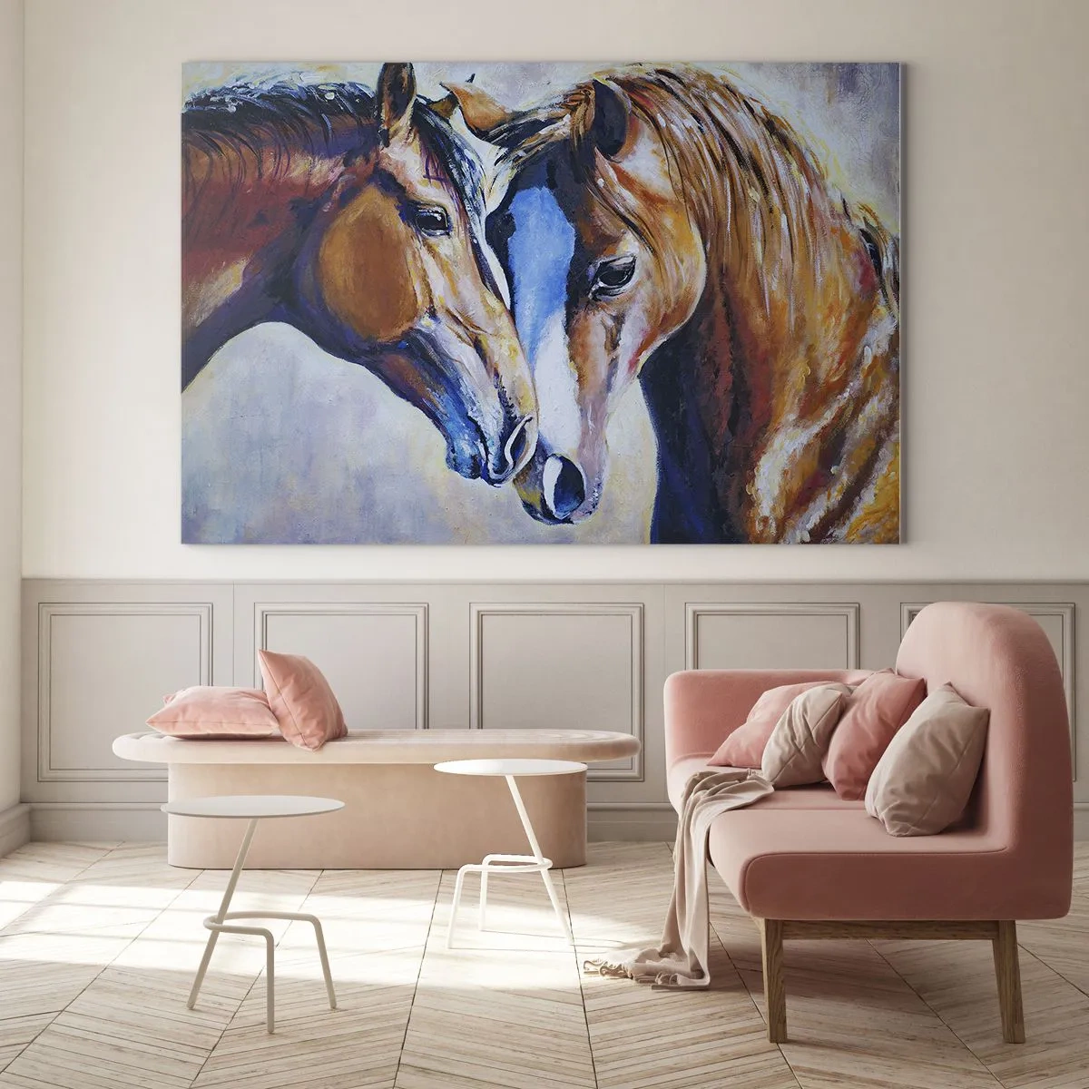 Schilderen op glas - Is het vriendschap? is het liefde? - 100x70 cm