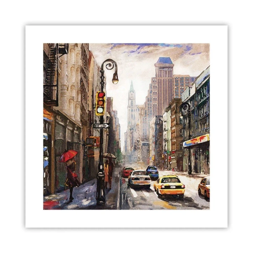 Poster - New York - ook kleurrijk in de regen - 40x40 cm
