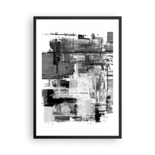 Poster in een zwarte lijst - Abstracte compositie in tinten zwart, wit en grijs - 50x70cm - Grijs is prachtig - Moderne wanddecoratie voor woonkamer en slaapkamer ARTTOR