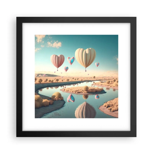 Poster in een zwarte lijst - Liefde laat je vliegen - 30x30 cm