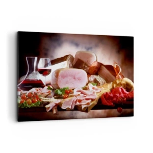 Schilderen op canvas - Een culinaire droom met een karaf - 120x80 cm