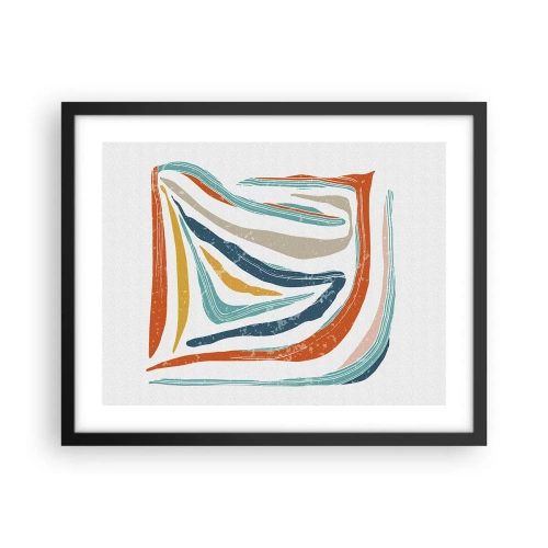 Poster in een zwarte lijst - Abstractie met een vriendelijke glimlach - 50x40 cm