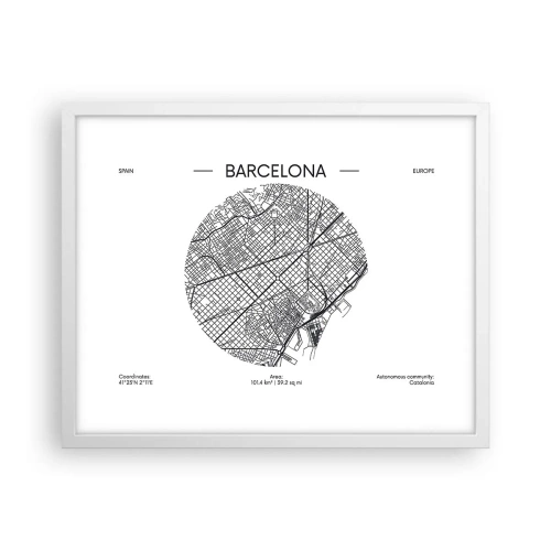 Poster in een witte lijst - Anatomie van Barcelona - 50x40 cm