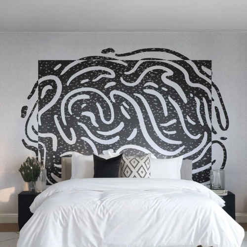 Zelfklevend Fotobehang Deluxe Sticker - Abstractie: vreugdedans - Boho, Zwart en wit, Minimalisme - 450x315 cm