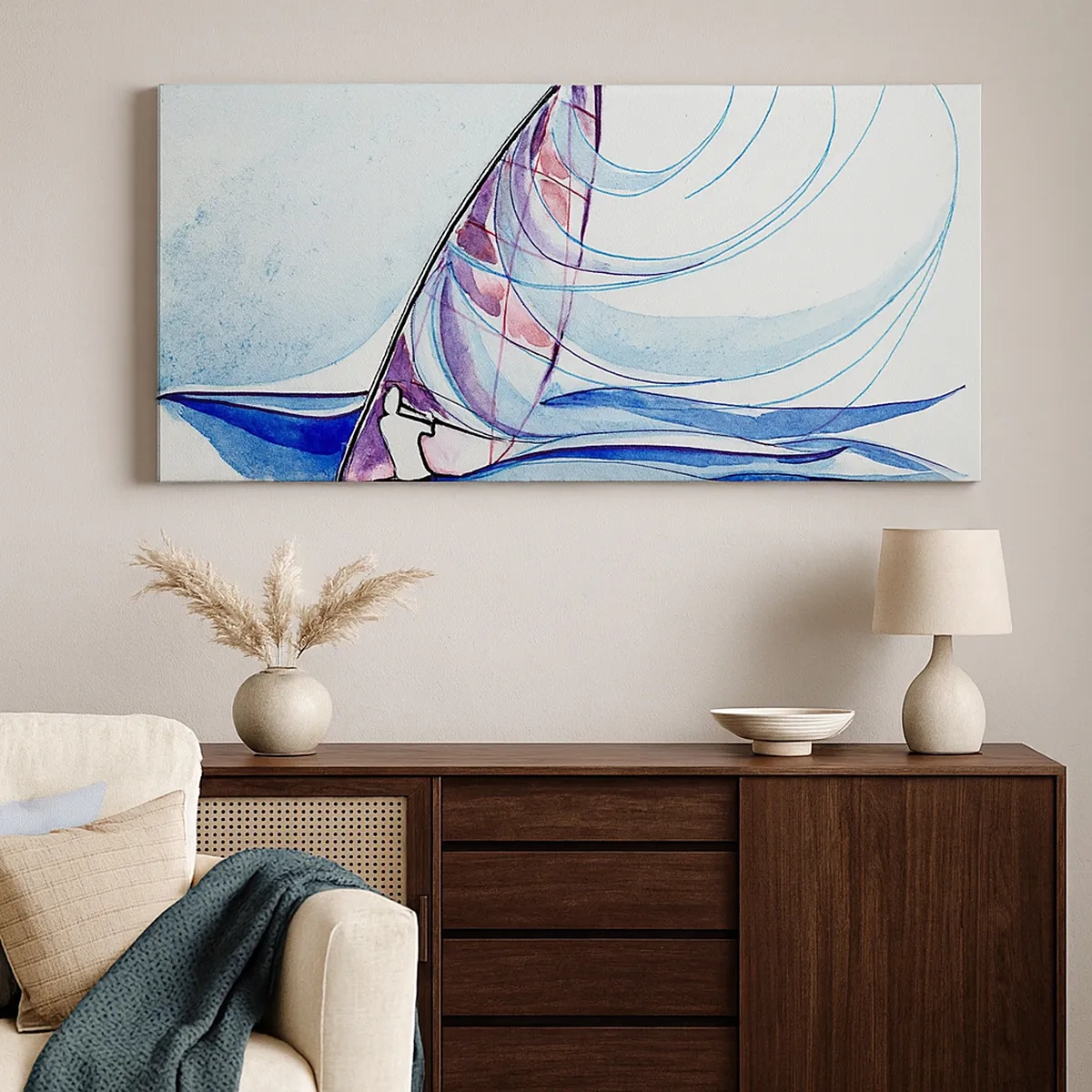 Schilderen op canvas - Met de wind op het ritme van de golven - 30x30 cm