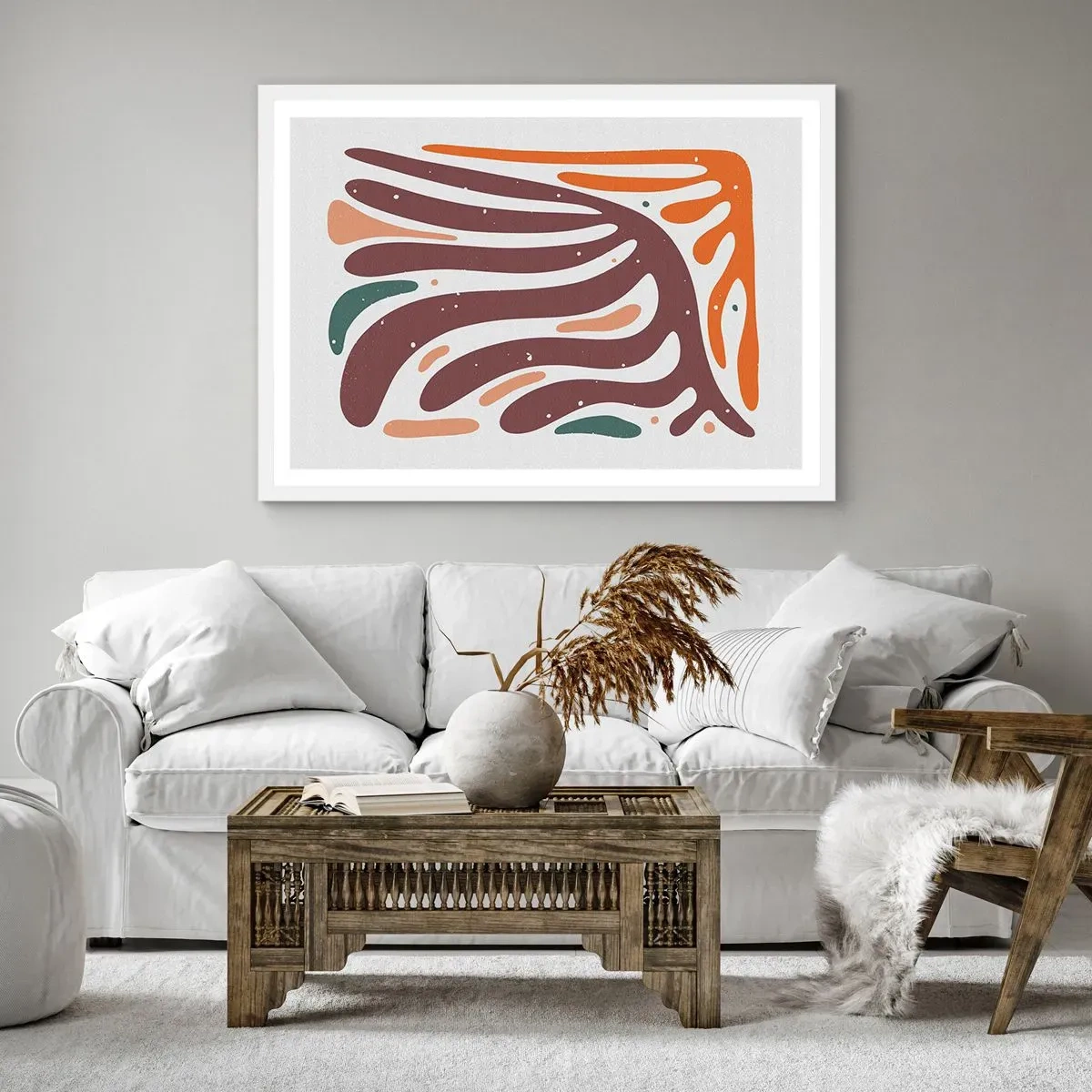 Poster in een witte lijst - Stralende organische compositie - 100x70 cm