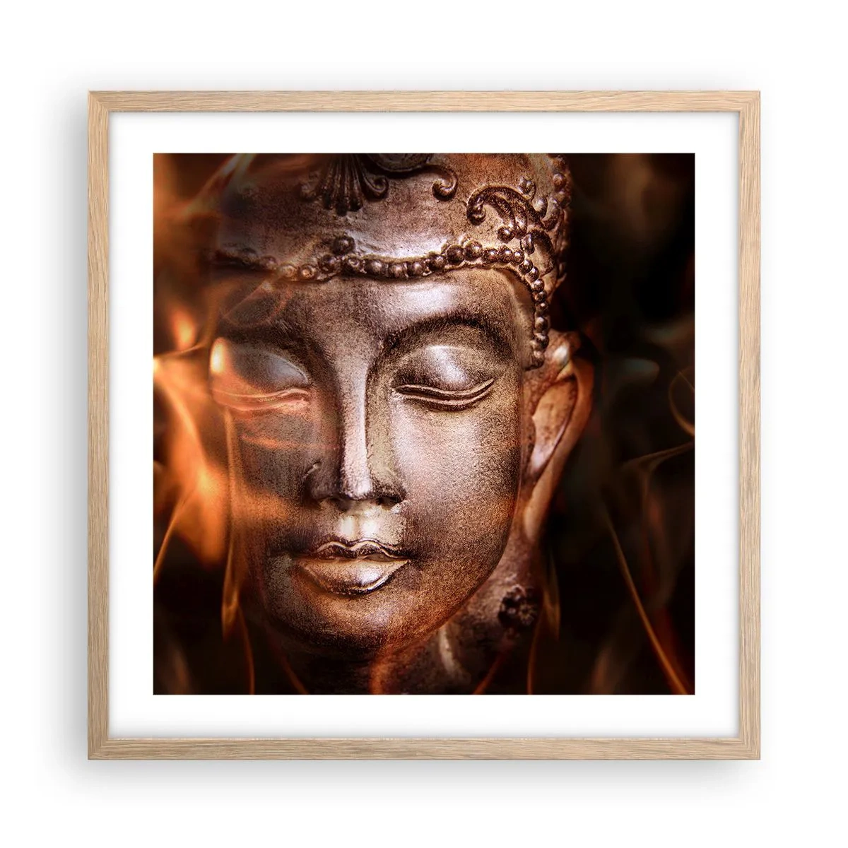 Een poster in een licht eiken lijst - Het bestaat alleen hier en nu - 50x50 cm