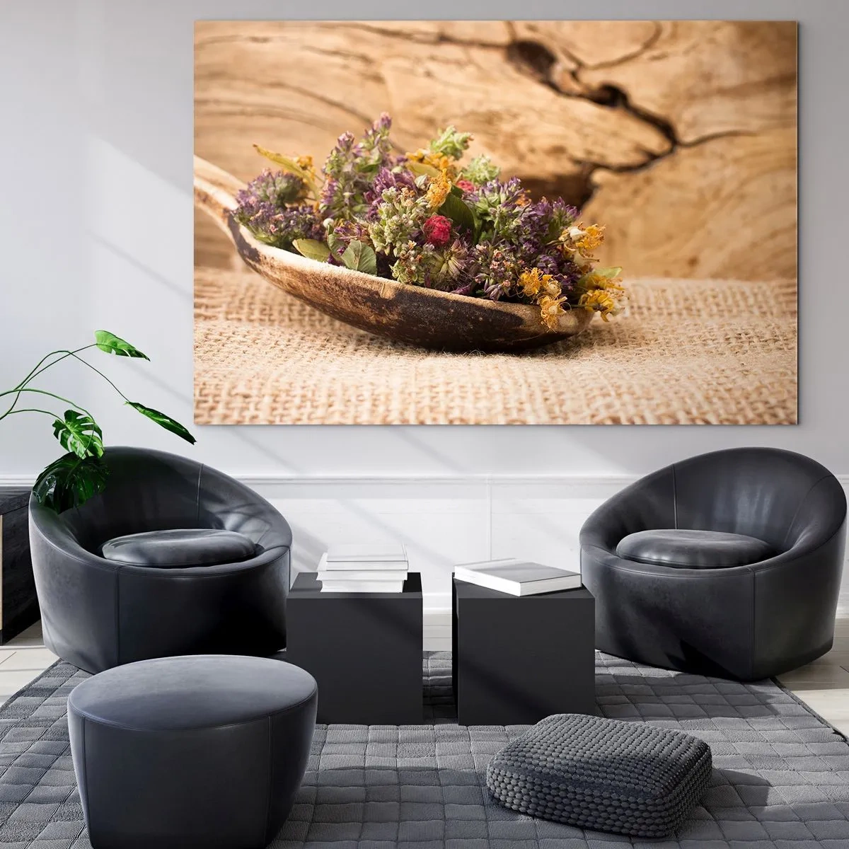 Schilderen op glas - Kleurrijke bloemen en geurige kriuden - 120x80 cm