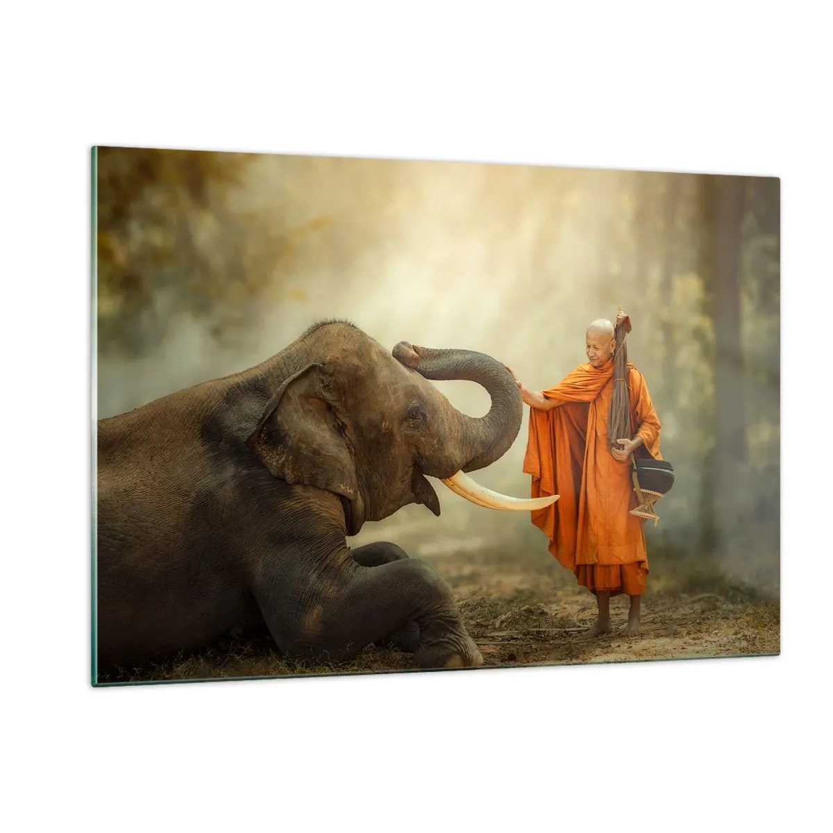 Schilderen op glas - Ontmoeting tijdens een reis - 120x80 cm