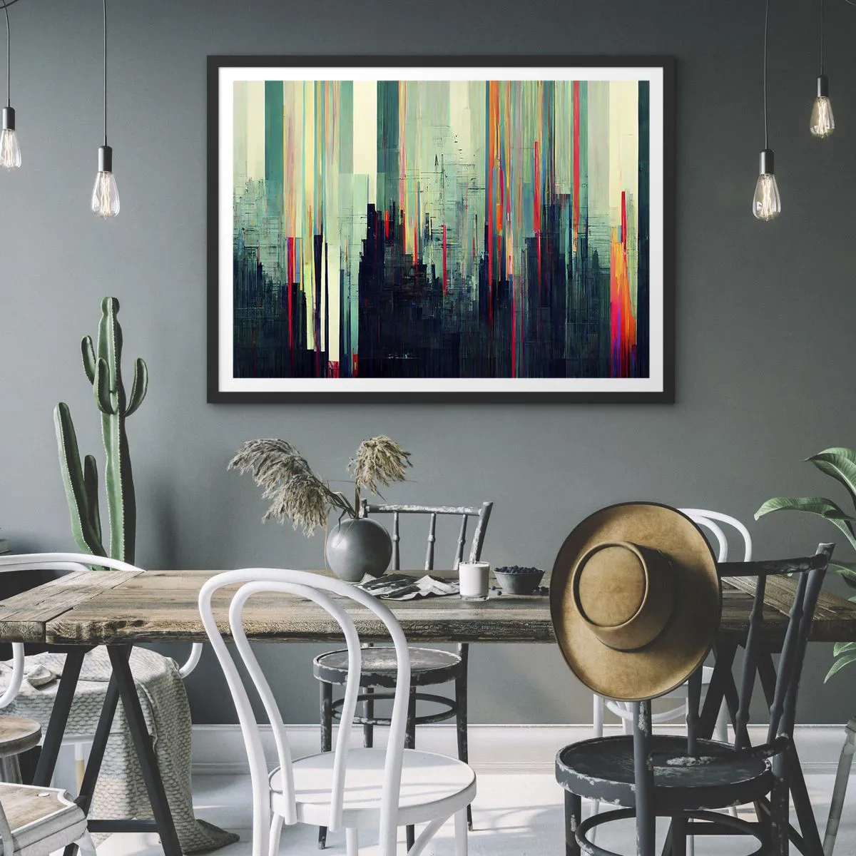 Poster in een zwarte lijst - Futuristische stad - 70x50 cm