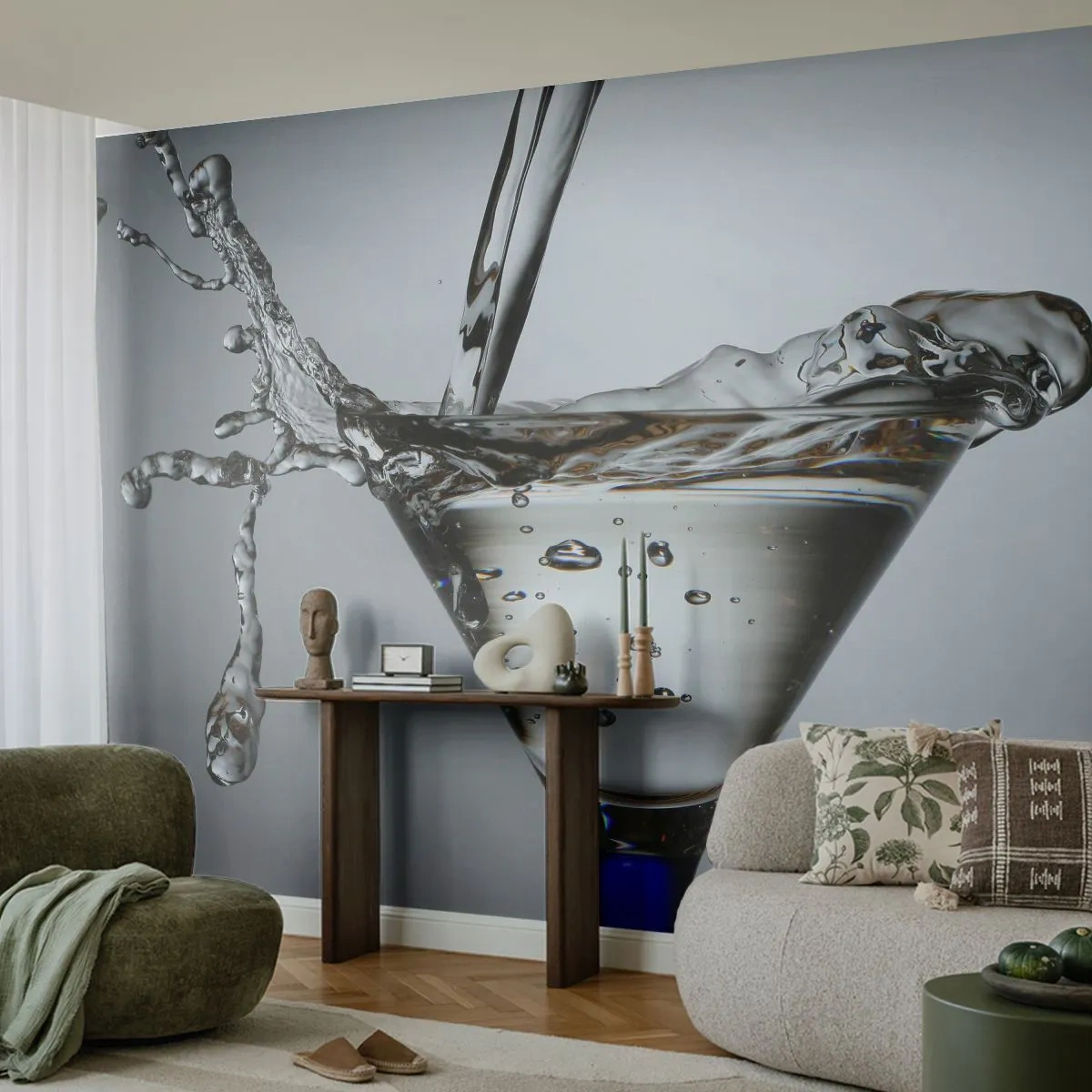 Zelfklevend Fotobehang Deluxe Sticker - Op de rand van de beker - Glas, Drankje, Gastronomie - 250x175 cm