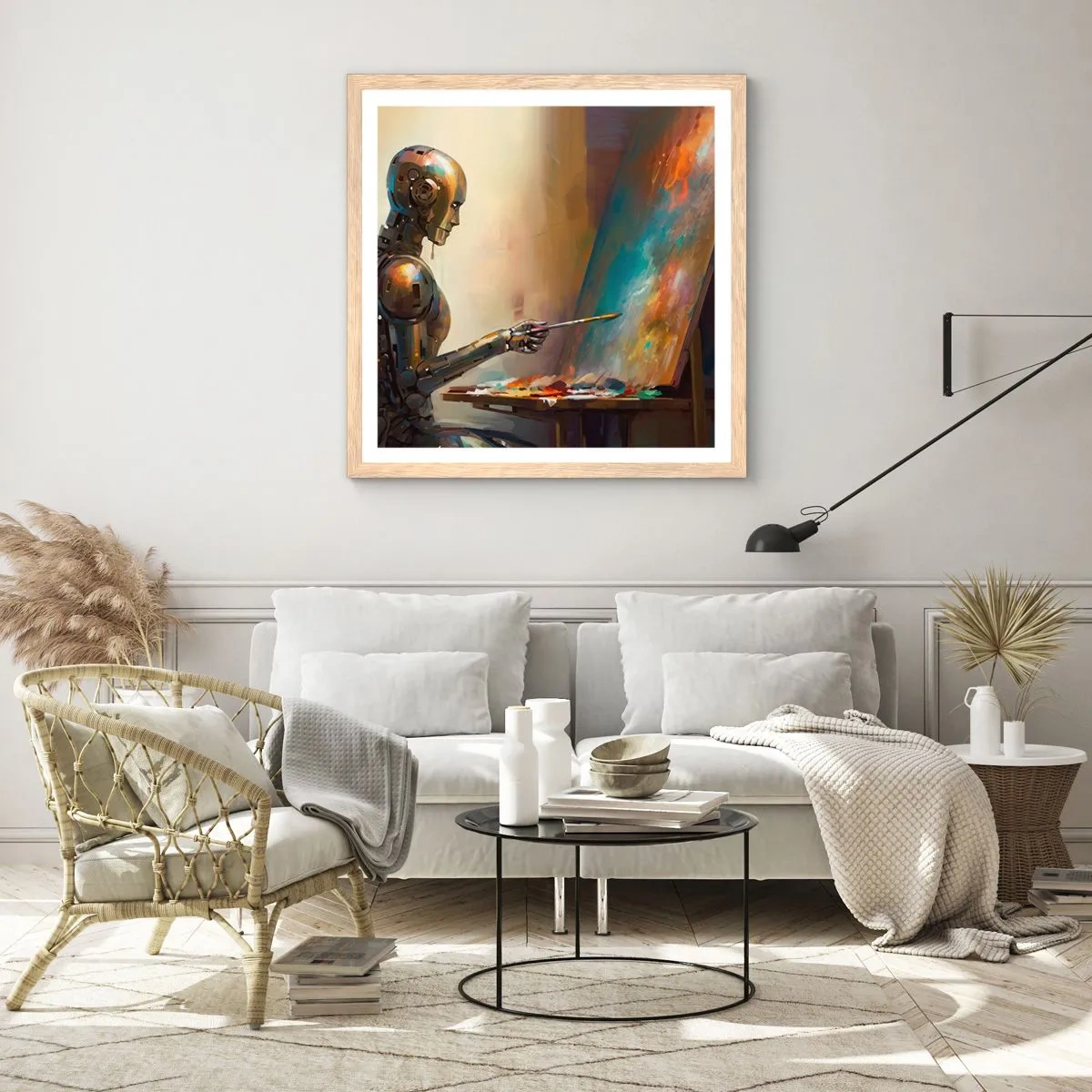 Een poster in een licht eiken lijst - De kunst van de toekomst - 40x40 cm
