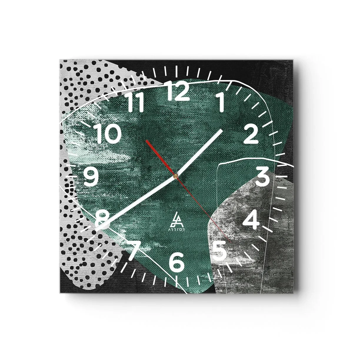 Wandklok - Klok - Kleurrijke abstractie met bladgoud - 40x40 cm