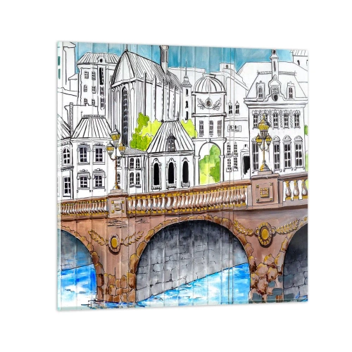 Schilderen op glas - De stad als geschilderd - 60x60 cm