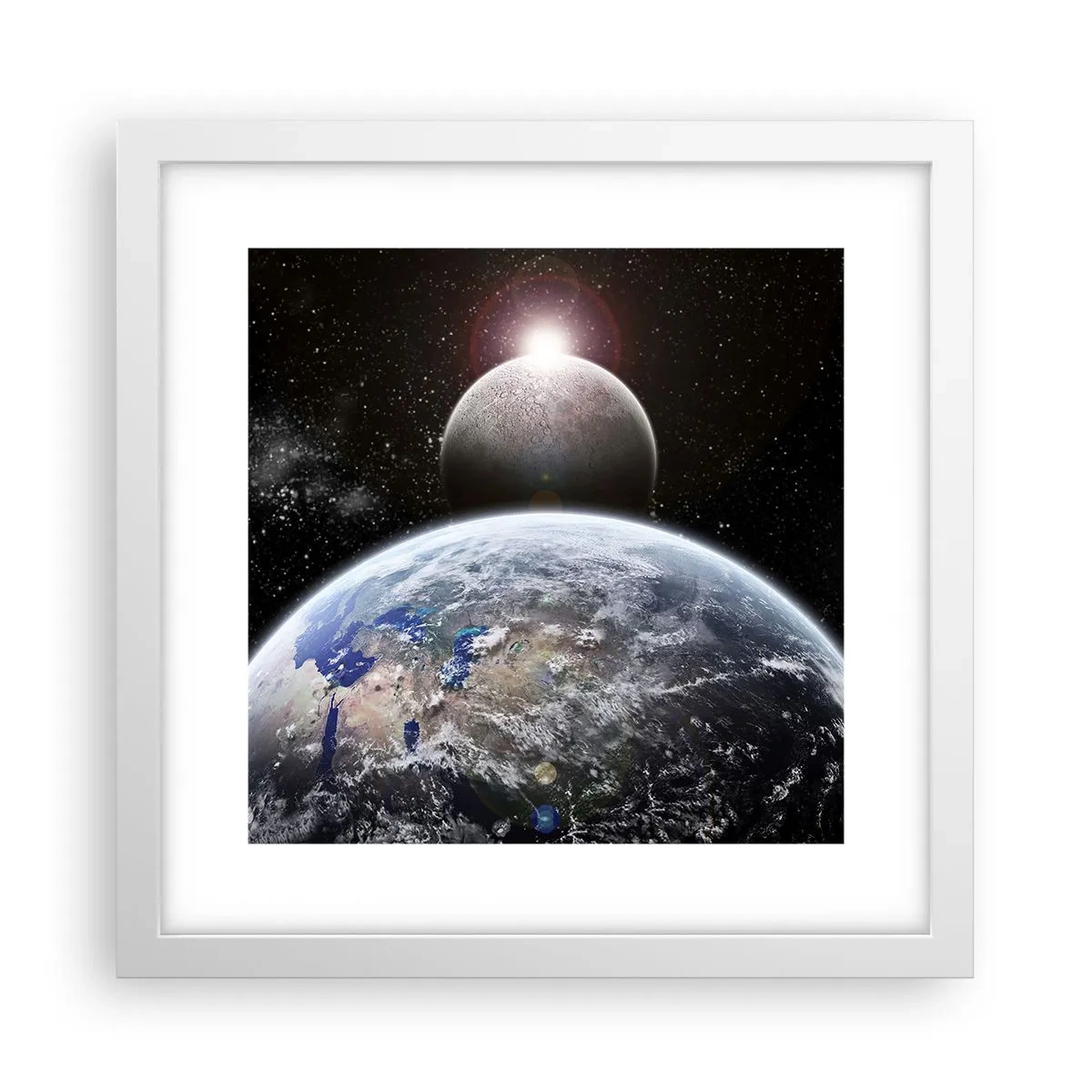 Poster in een witte lijst - Kosmisch landschap - zonsopgang - 30x30 cm