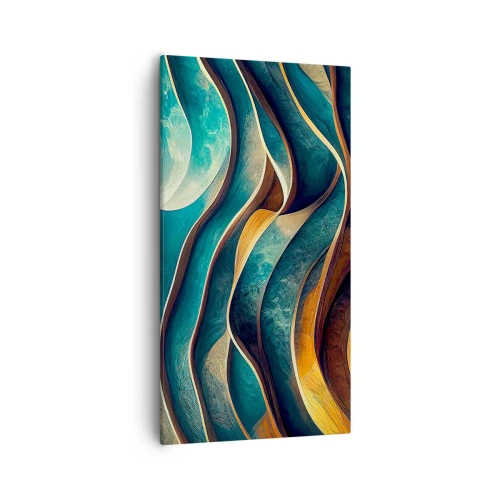 Schilderen op canvas - Meanders van blauw - 55x100 cm