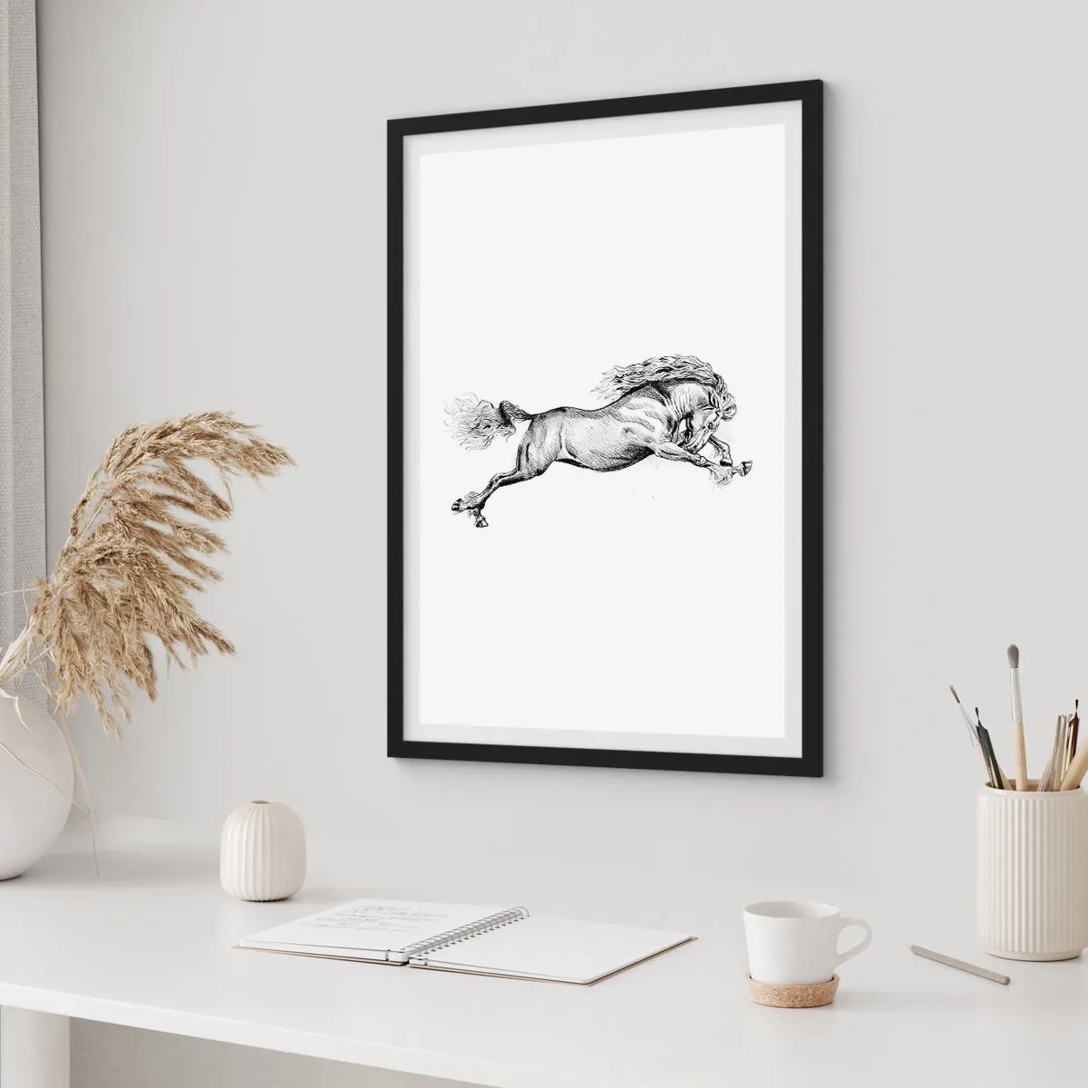 Poster in een zwarte lijst - Vastgehouden in galop - 61x91 cm