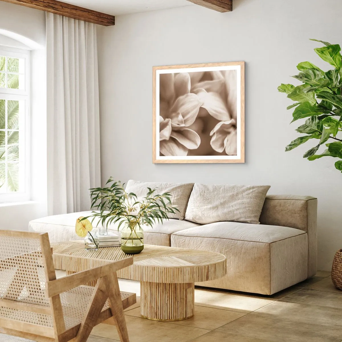 Een poster in een licht eiken lijst - Zo zacht als een glimlach - 30x30 cm