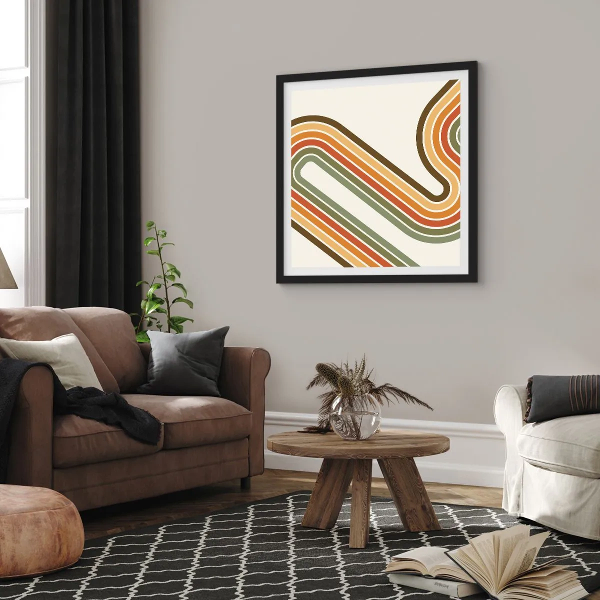 Poster in een zwarte lijst - Zigzag naar het doel - 30x30 cm