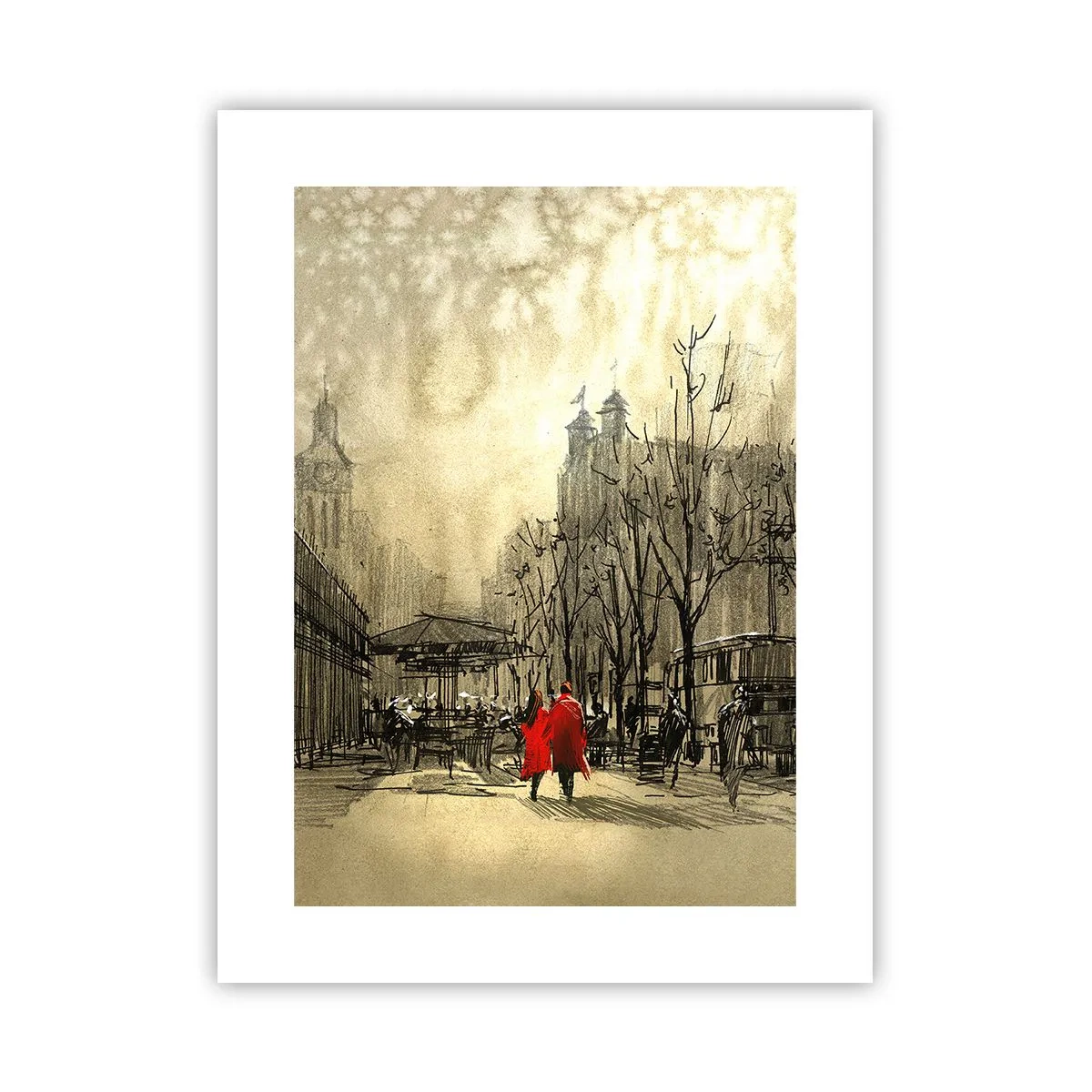 Poster - Een date in de Londense mist - 30x40 cm