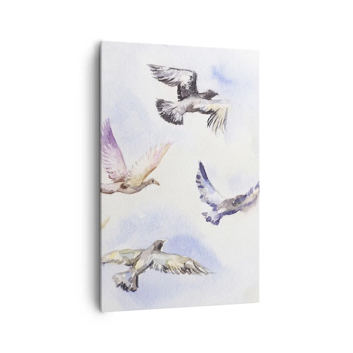 Schilderen op canvas - Vrijheid in grijs en blauw - 80x120 cm