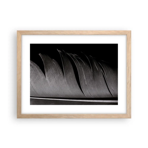 Een poster in een licht eiken lijst - Een veer - prachtig ontwerp - 40x30 cm