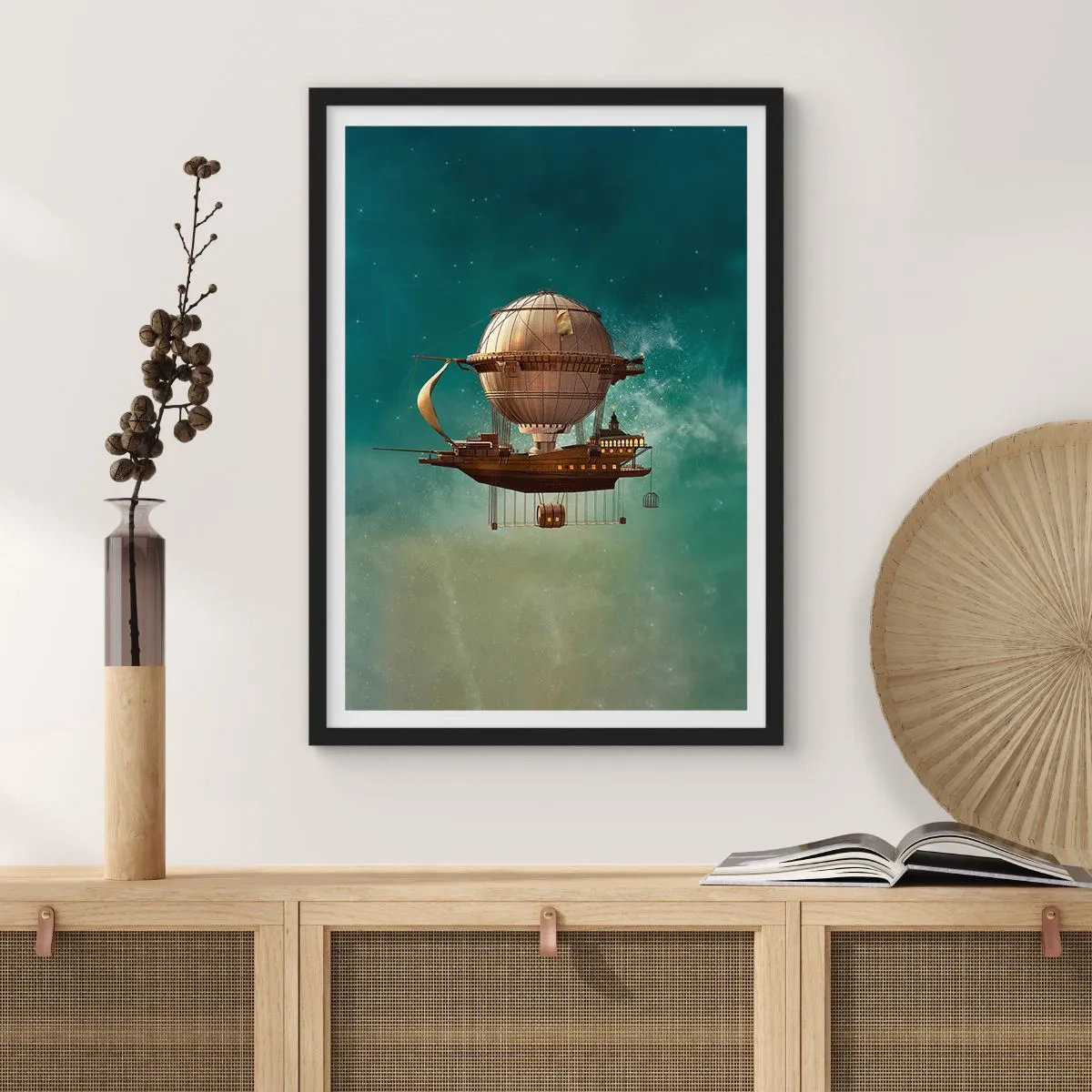 Poster in een zwarte lijst - Jules Verne groet - 40x50 cm
