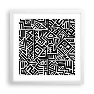 Poster in een witte lijst - Pre-Columbiaanse compositie - 40x40 cm