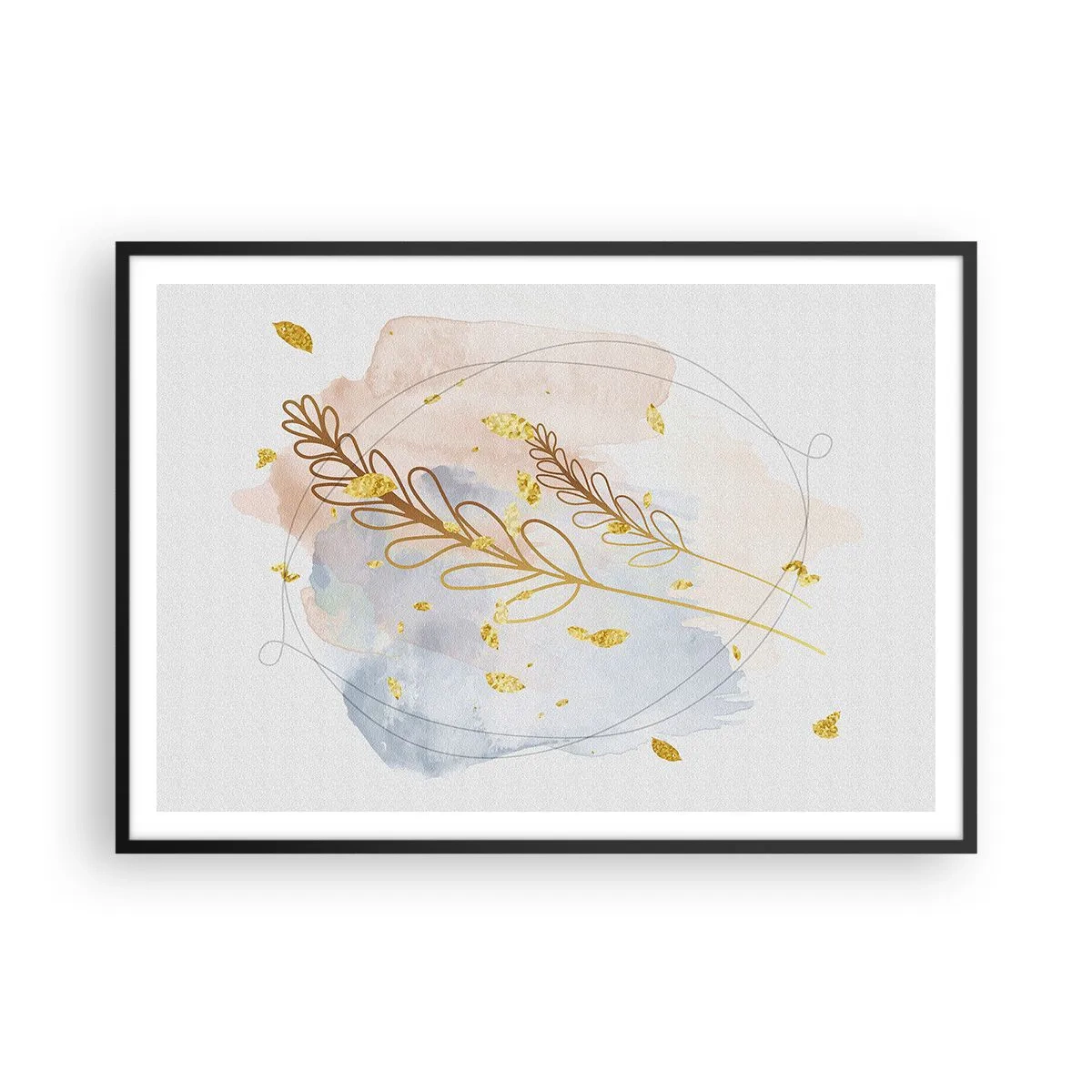 Poster in een zwarte lijst - Gouden explosie - 100x70 cm