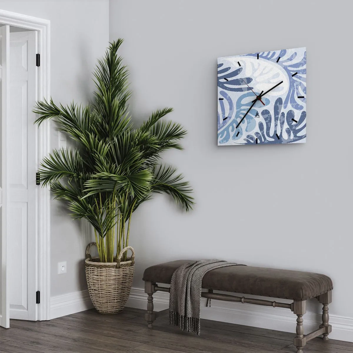 Wandklok - Klok - Blauwe varens - 30x30 cm