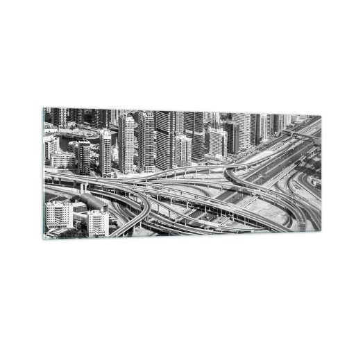 Schilderen op glas - Dubai - de onmogelijke stad - 100x40 cm