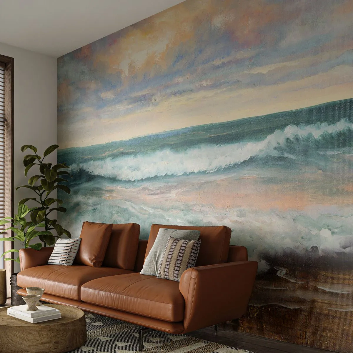 Fotobehang Standard Eco - Hier maak je je ziel glad - Landschap, Zee, Kust - 450x315 cm