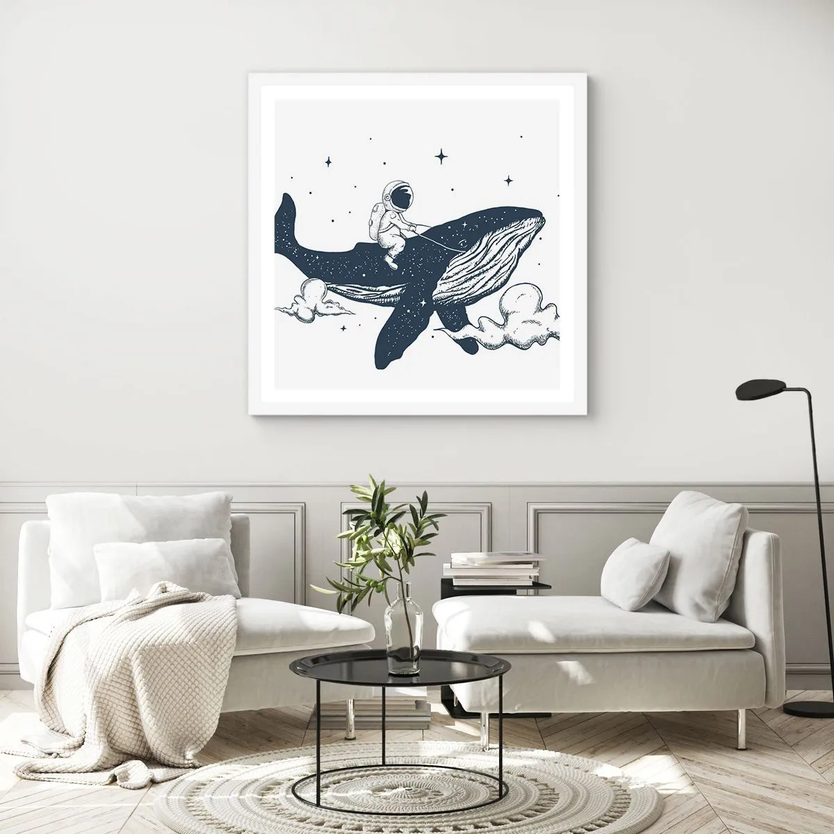 Poster in een witte lijst - Ruimte avontuur - 30x30 cm