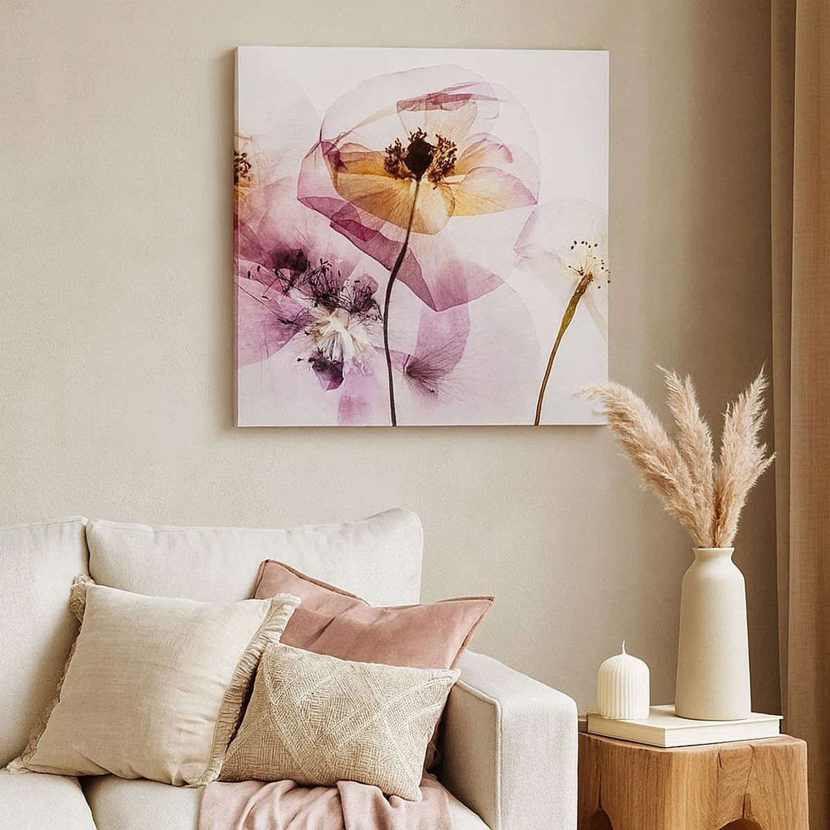 Schilderen op canvas - Transparante lichaamsbloemen - 30x30 cm