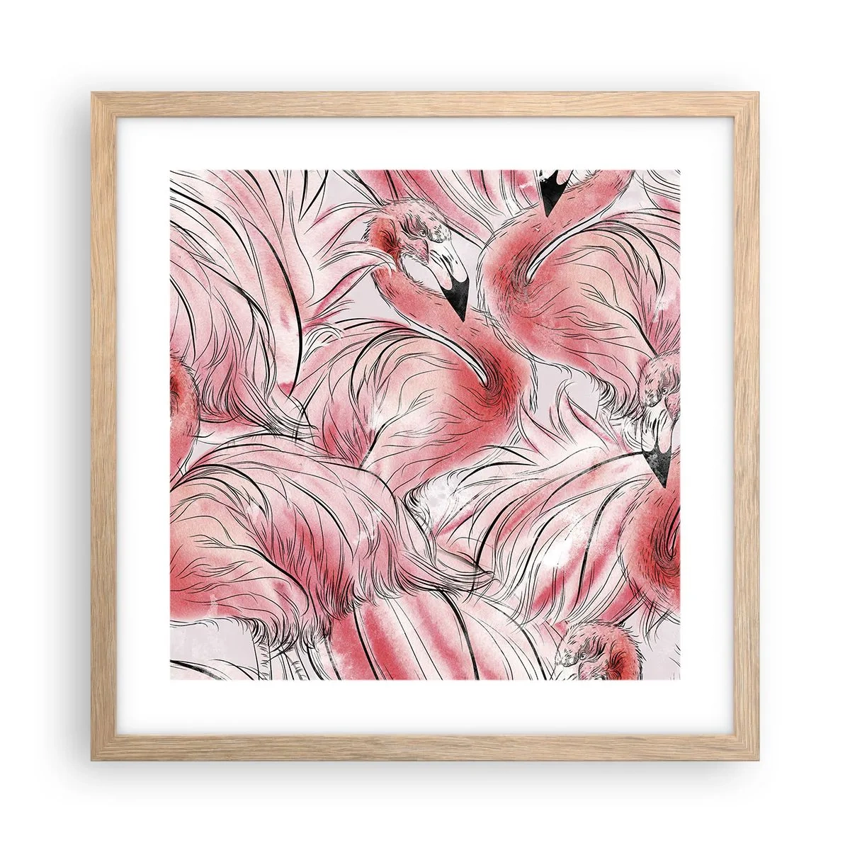 Een poster in een licht eiken lijst - Vogelcorps de ballet - 40x40 cm