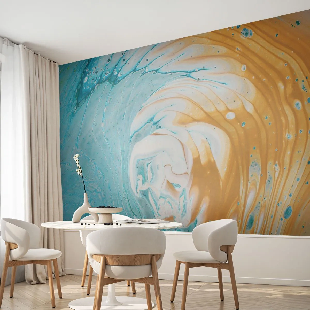 Fotobehang Premium Sand - Pastel werveling - Abstractie, Deel, Moderne kunst - 300x210 cm