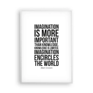 Poster in een witte lijst - Einstein over de kracht van verbeelding - 70x100 cm