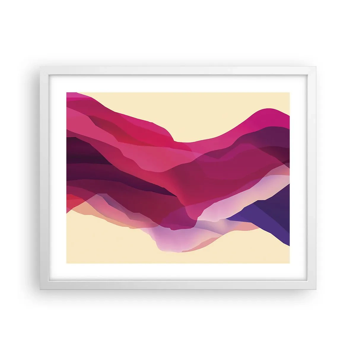 Poster in een witte lijst - Paarse golven - 50x40 cm