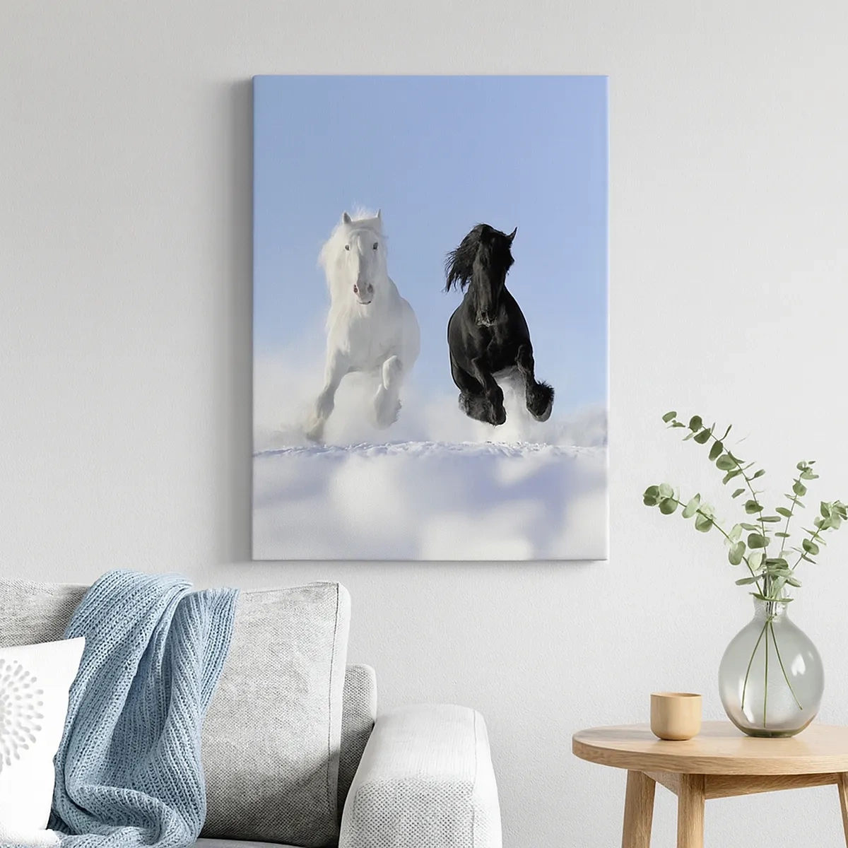 Schilderen op canvas - Zwart-wit galop - 50x70 cm