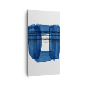 Schilderen op canvas - Blauwe en zwarte compositie - 65x120 cm