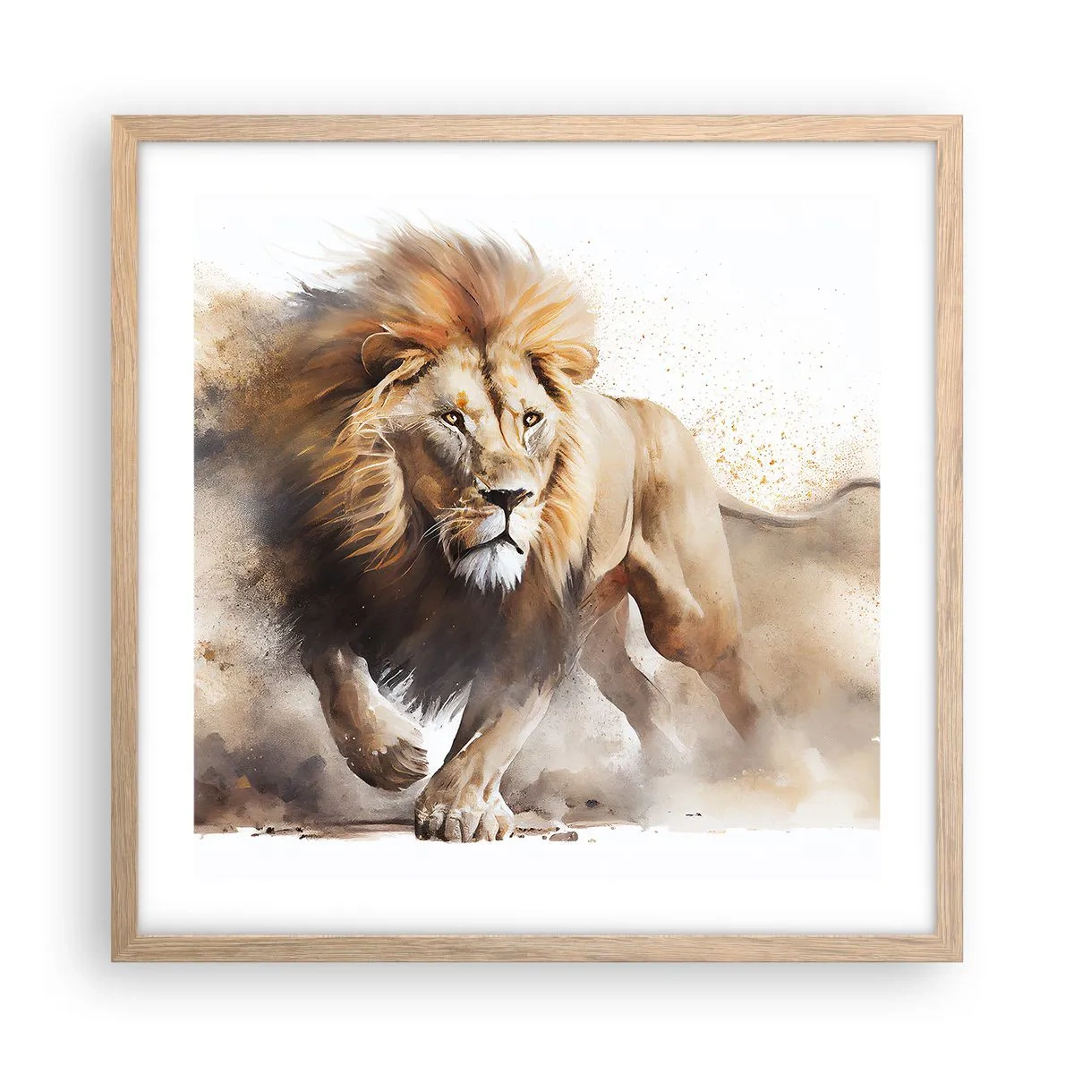 Een poster in een licht eiken lijst - De koning vertrekt - 50x50 cm